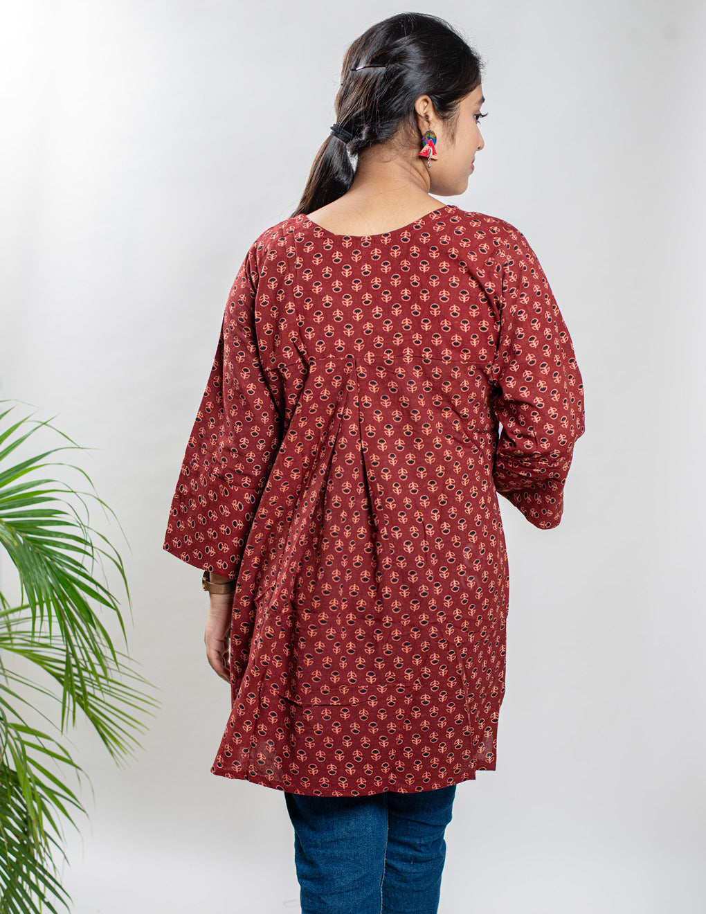 Maroon Pure Cotton Ajrakh Top