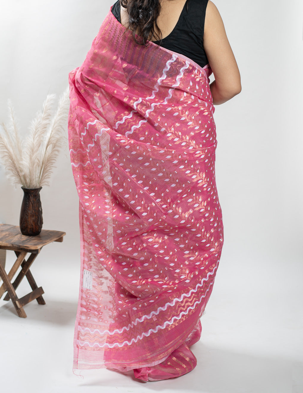 Pink Handloom Cotton Soft Jamdani Saree