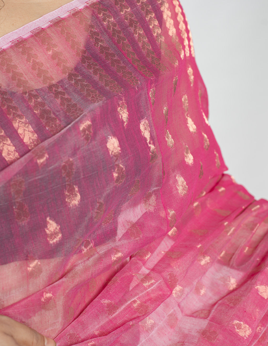 Pink Handloom Cotton Soft Jamdani Saree