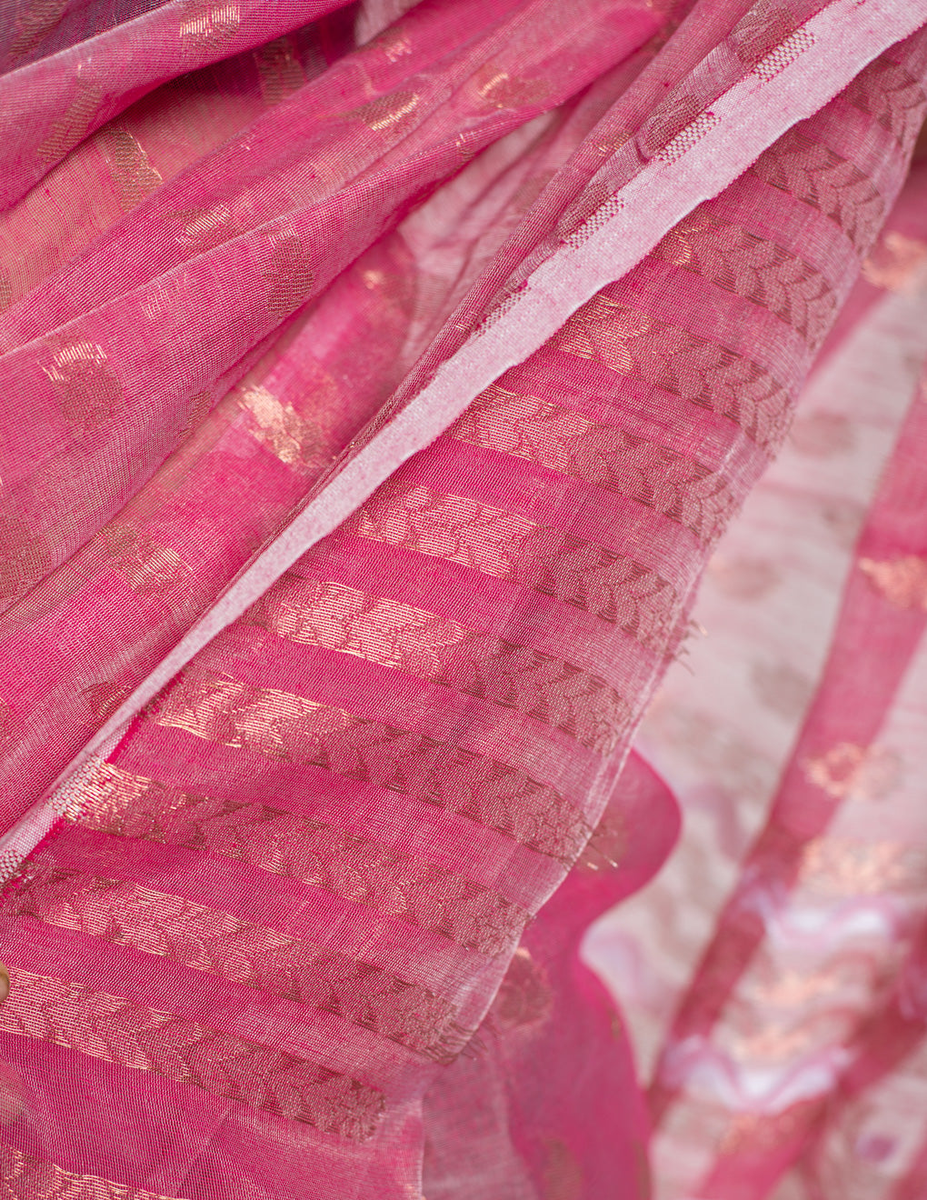 Pink Handloom Cotton Soft Jamdani Saree