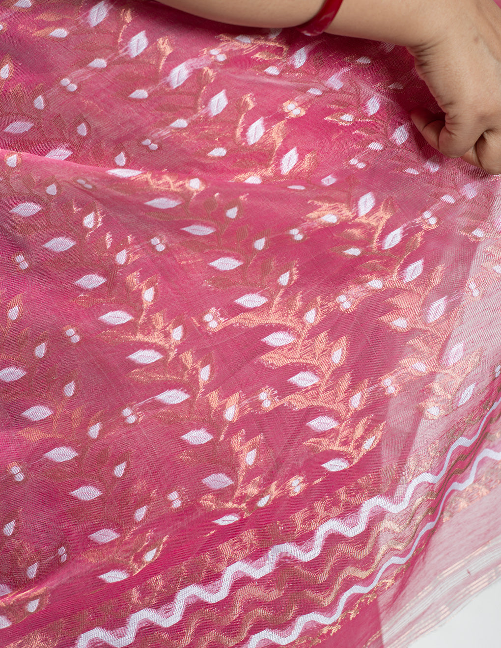 Pink Handloom Cotton Soft Jamdani Saree