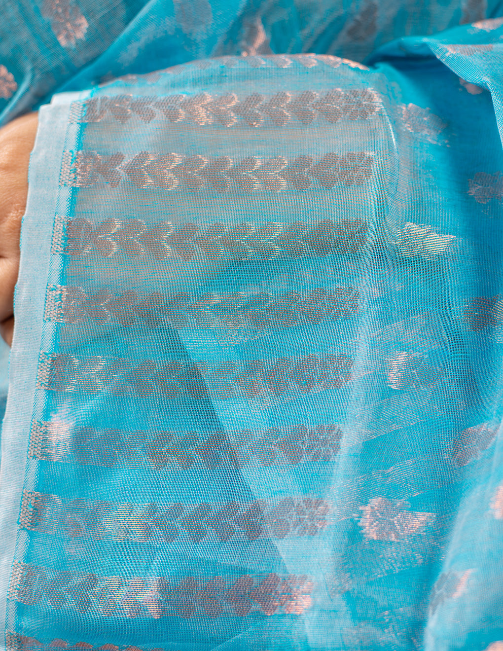 Blue Handloom Cotton Soft Jamdani Saree