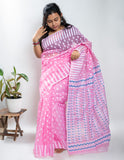 Pink Handloom Cotton Soft Jamdani Saree