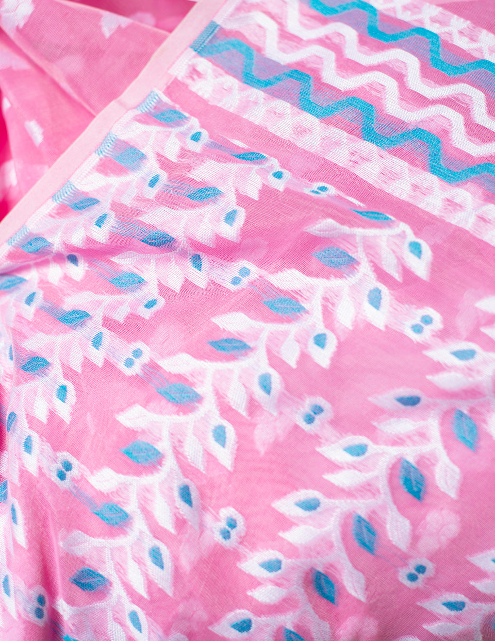 Pink Handloom Cotton Soft Jamdani Saree