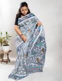 Grey Handloom Pure Cotton Jamdani Saree