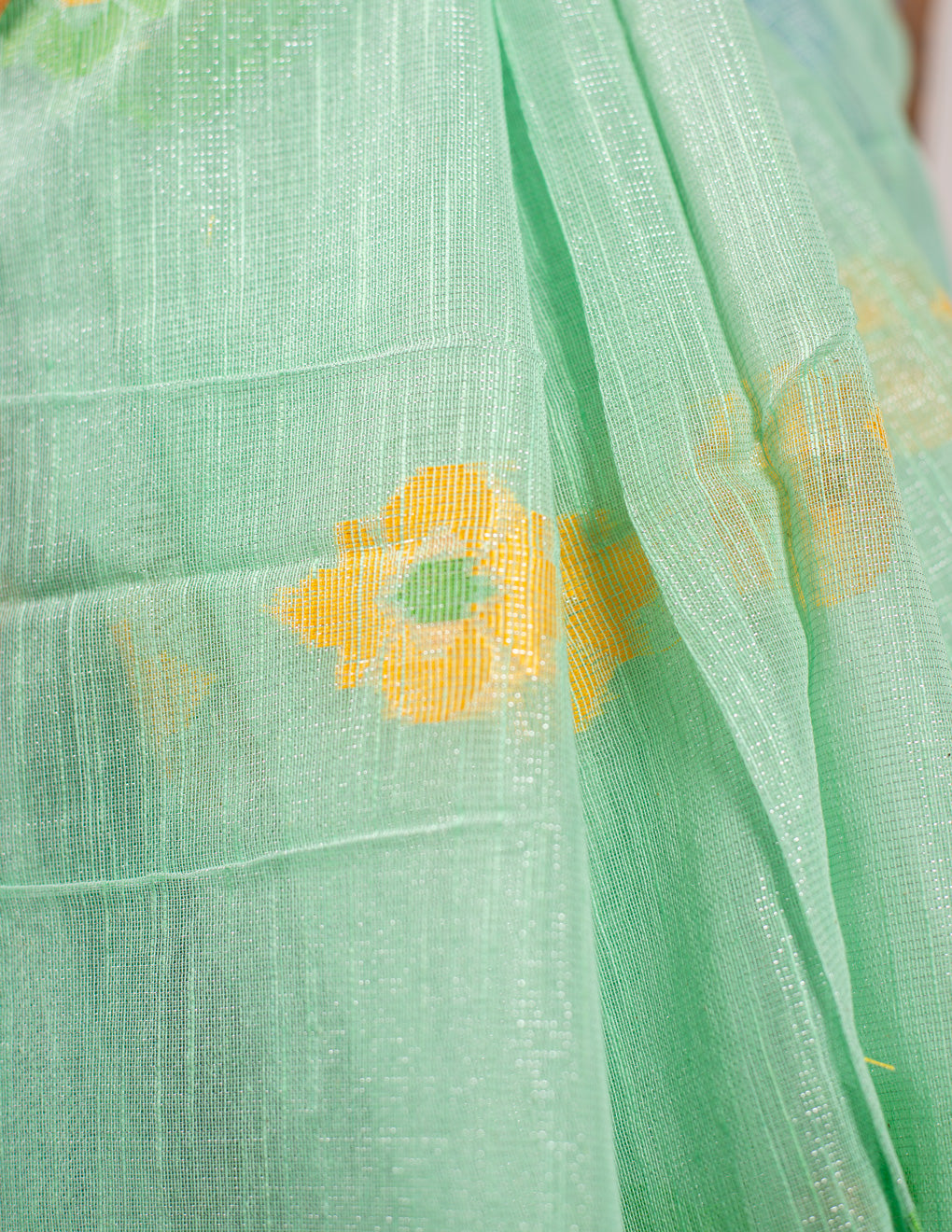 Green Handloom Muslin Tissue Jamdani Saree