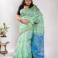 Green Handloom Muslin Tissue Jamdani Saree