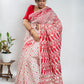 White & Red Handloom Cotton Soft Jamdani Saree