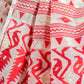 White & Red Handloom Cotton Soft Jamdani Saree