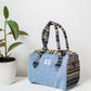 Blue Natural Fiber Duffle Handbag for Women