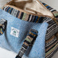 Blue Natural Fiber Duffle Handbag for Women