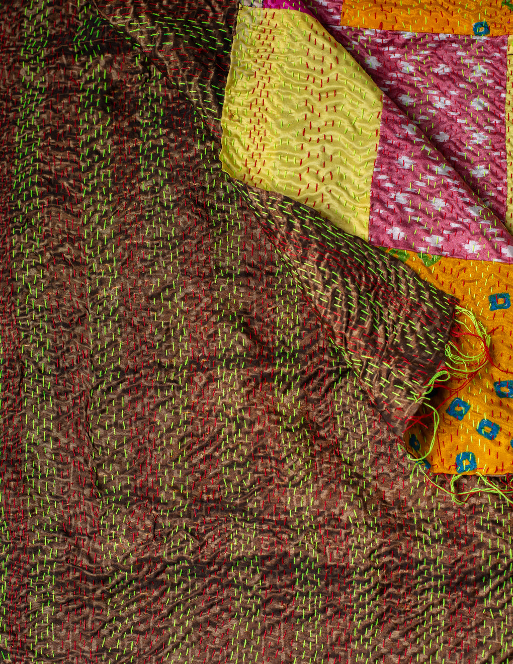 Bengal Kantha Patchwork Reversible Silk Stole