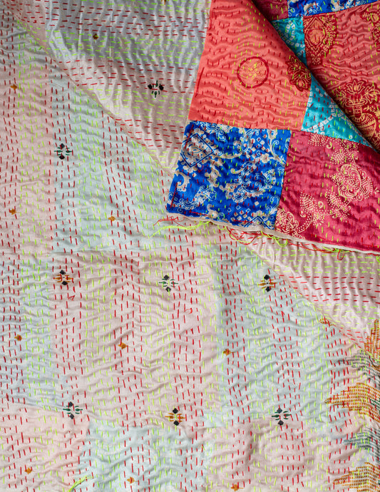 Bengal Kantha Patchwork Reversible Silk Stole