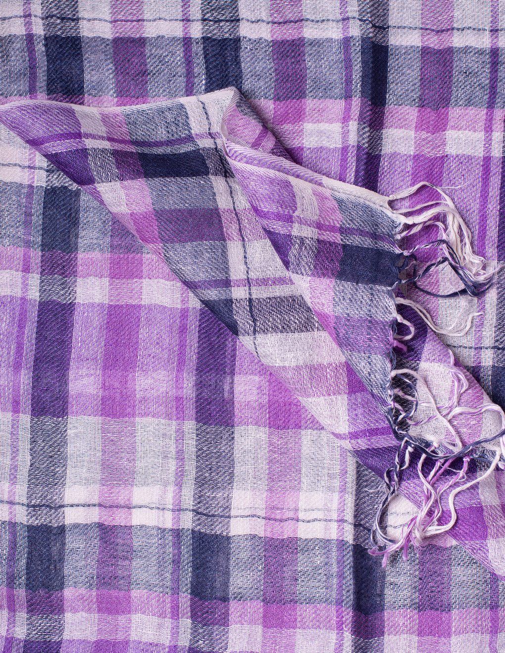 Mauve Check Woven Bhagalpuri Linen Stole