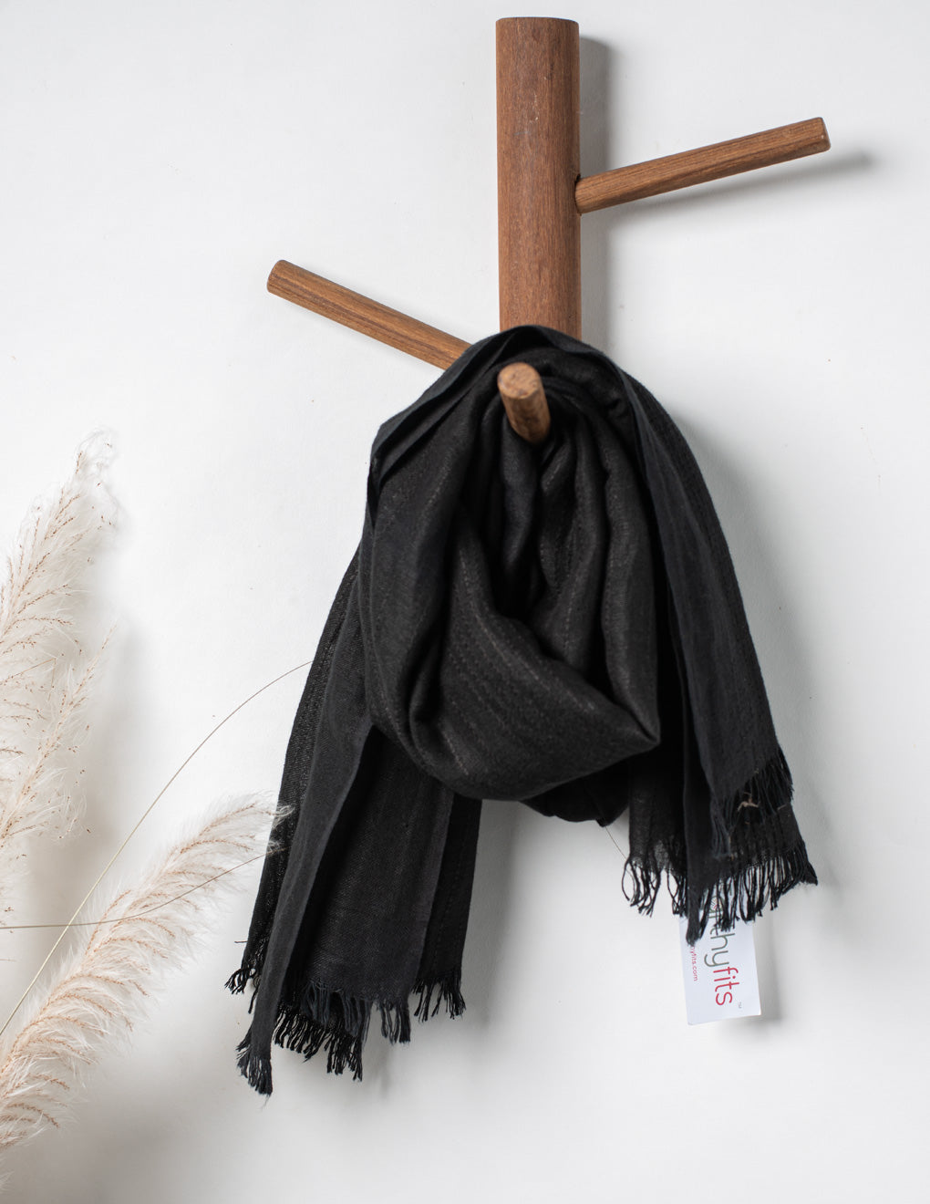 Black Woven Bhagalpuri Linen Stole