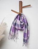 Mauve Check Woven Bhagalpuri Linen Stole