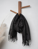 Black Woven Bhagalpuri Linen Stole