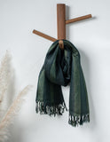 Bottle Green Stripe Bhagalpuri Linen Stole