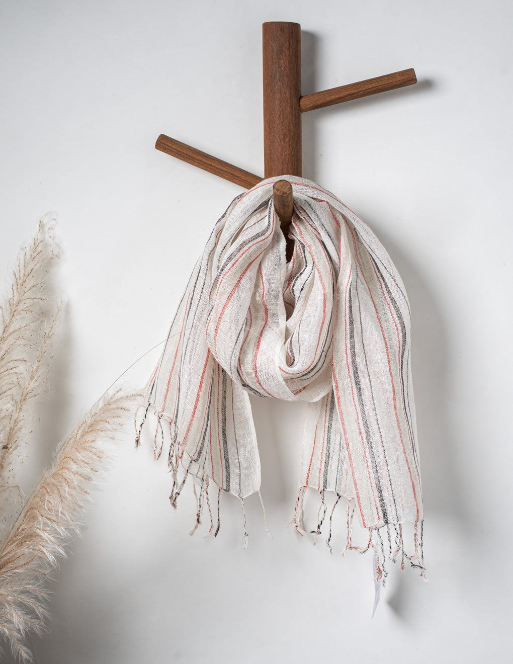 White Stripe Woven Bhagalpuri Linen Stole