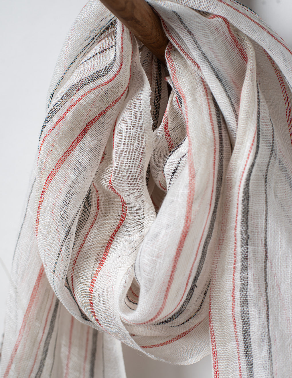 White Stripe Woven Bhagalpuri Linen Stole