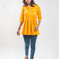 Yellow Cotton Jacquard Short Kurta