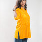 Yellow Cotton Jacquard Short Kurta