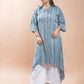 Blue Stripe Cotton Kantha Long Kurta