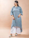 Blue Stripe Cotton Kantha Long Kurta