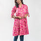 Pink Floral Printed Kantha Cotton Tunic