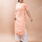 Orange Cotton Brushed Regular Kurta