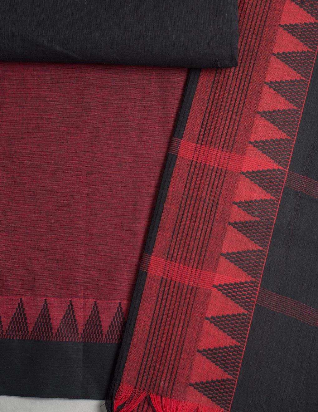 Maroon Handloom Mangalagiri Woven Unstitched Suit