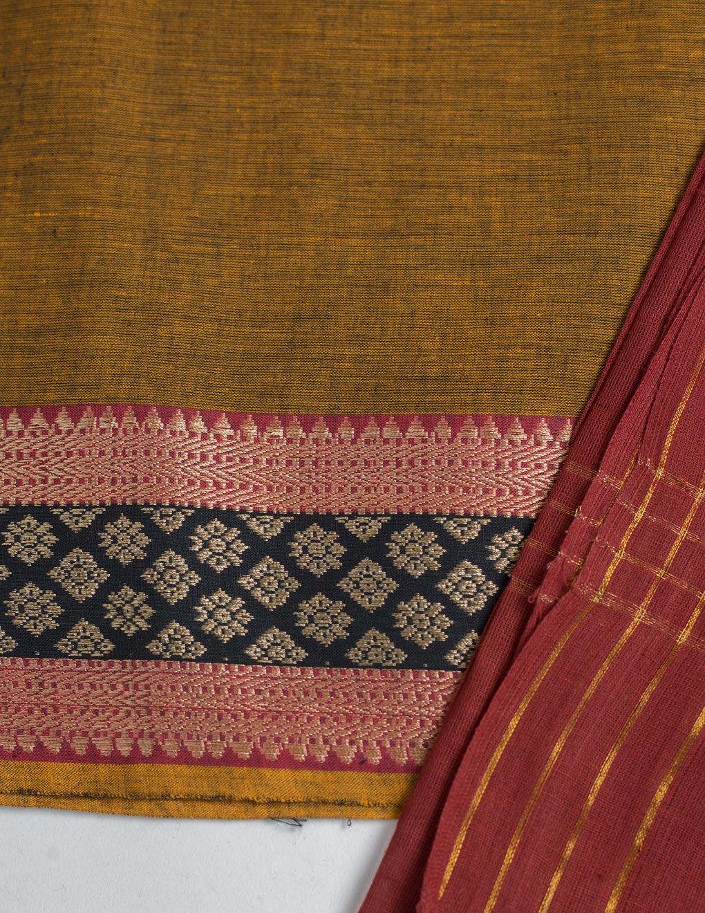 Mustered Handloom Mangalagiri Unstitched Suit