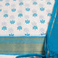 White Handloom Printed Mangalagiri Unstitched Suit