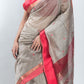 Grey Hand Woven Pure Maheshwari Silk Buti Saree