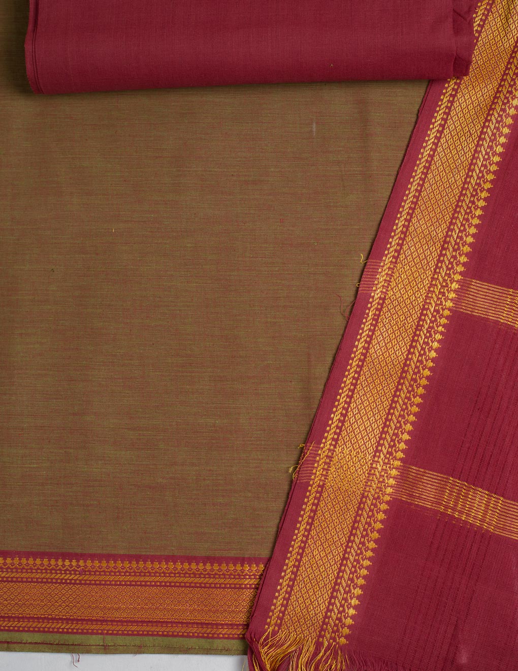 Mustard Handloom Mangalagiri Unstitched Suit