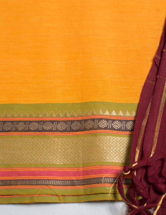 Yellow Handloom Mangalagiri Unstitched Suit