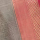 Grey Hand Woven Pure Maheshwari Silk Plain Saree