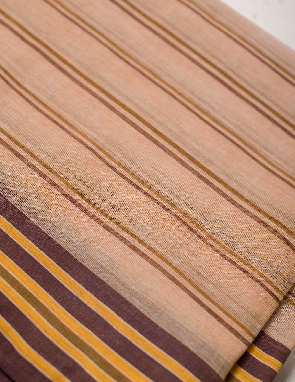 Beige Stripe Bengal Handloom Tant Cotton Saree