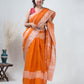 Orange Bengal Handloom Tant Cotton Saree