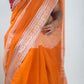 Orange Bengal Handloom Tant Cotton Saree