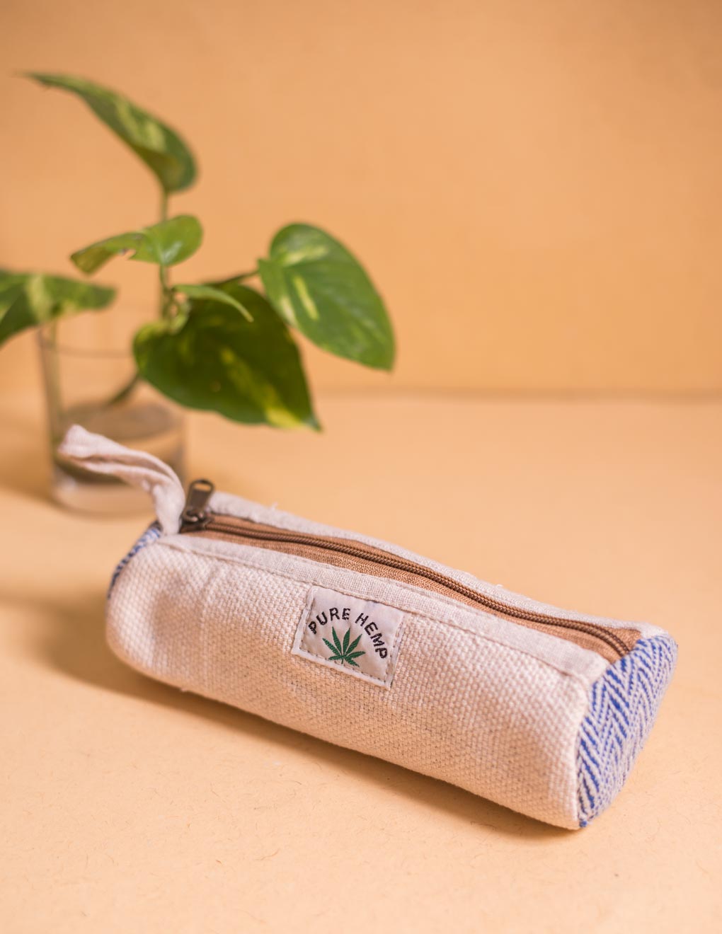 White Hemp Handmade Pencil Pouch