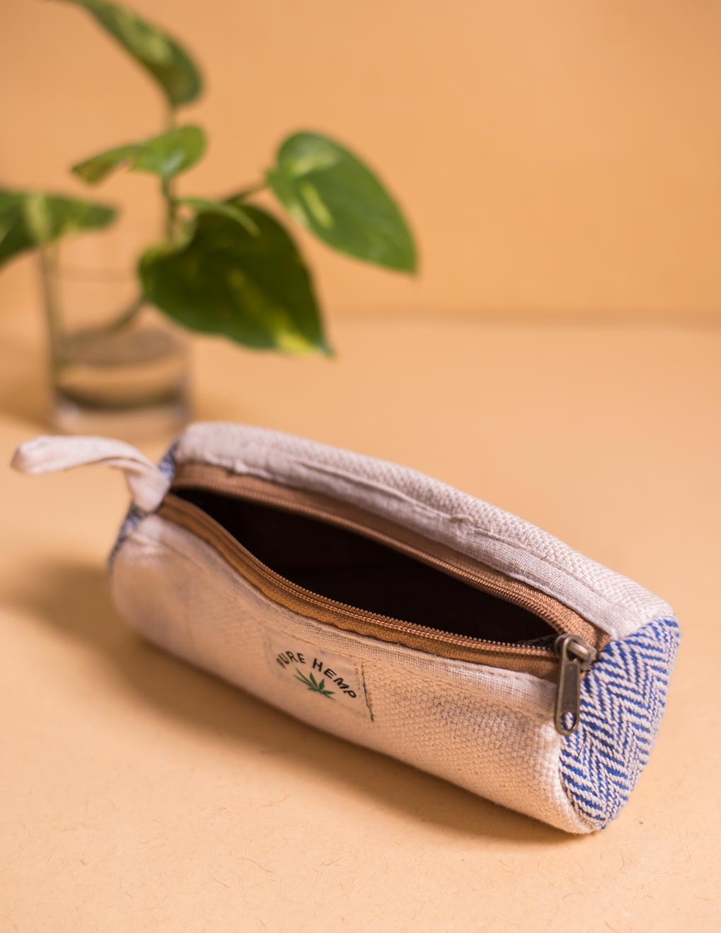 White Hemp Handmade Pencil Pouch