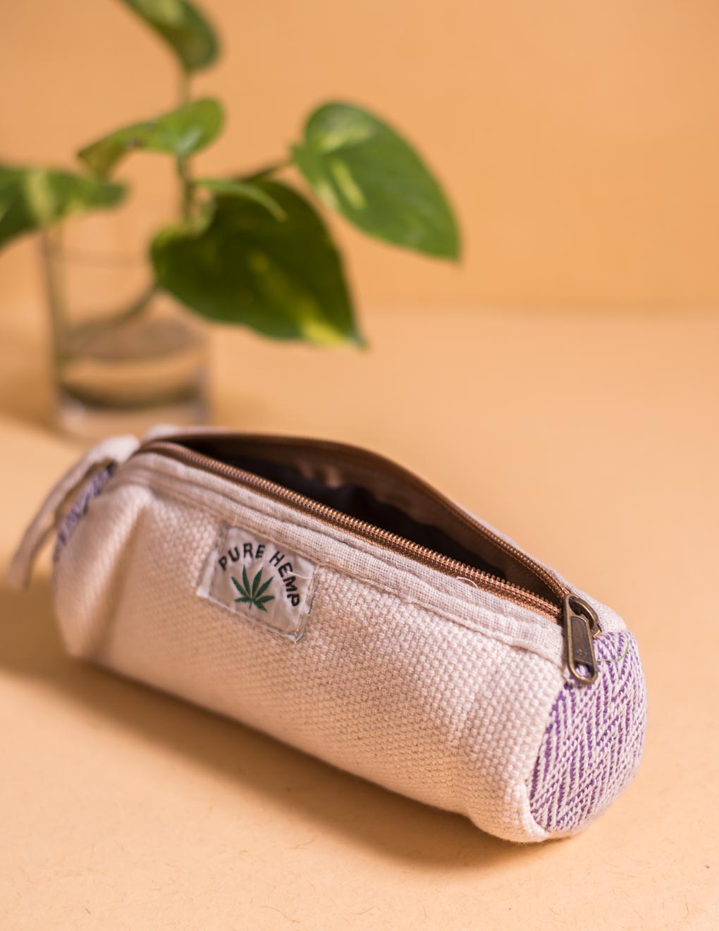 White Hemp Handmade Pencil Pouch