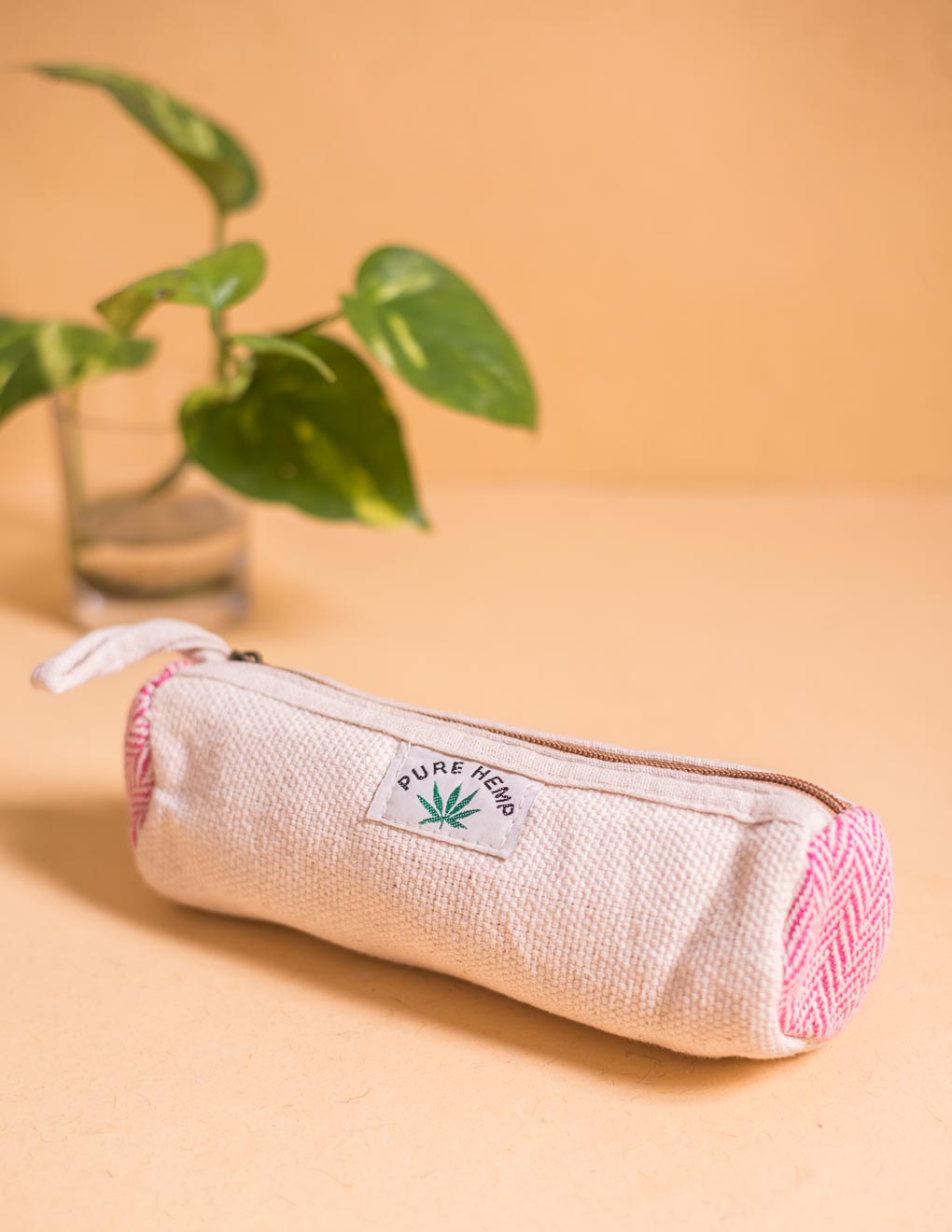 White Hemp Handmade Pencil Pouch