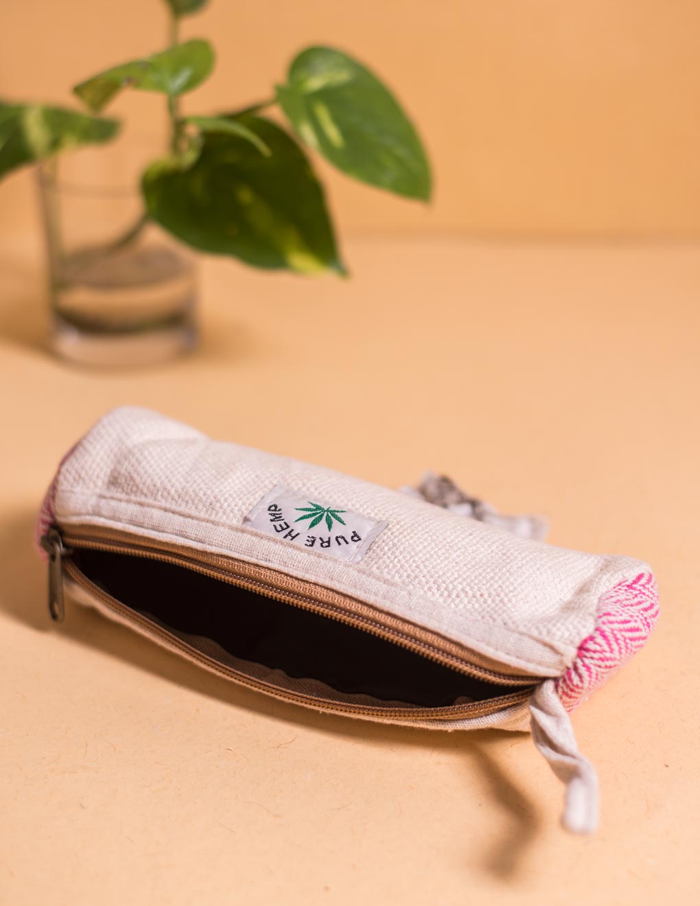 White Hemp Handmade Pencil Pouch