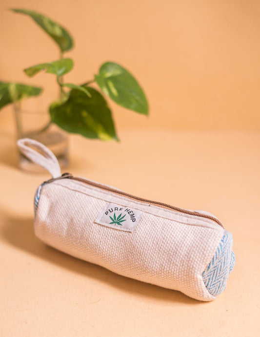 White Hemp Handmade Pencil Pouch