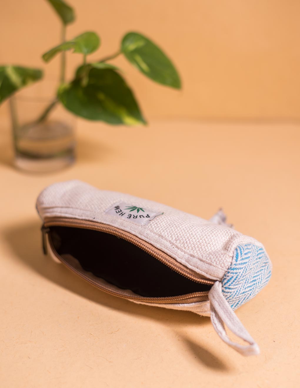 White Hemp Handmade Pencil Pouch