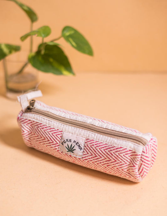 Red Hemp Handmade Pencil Pouch