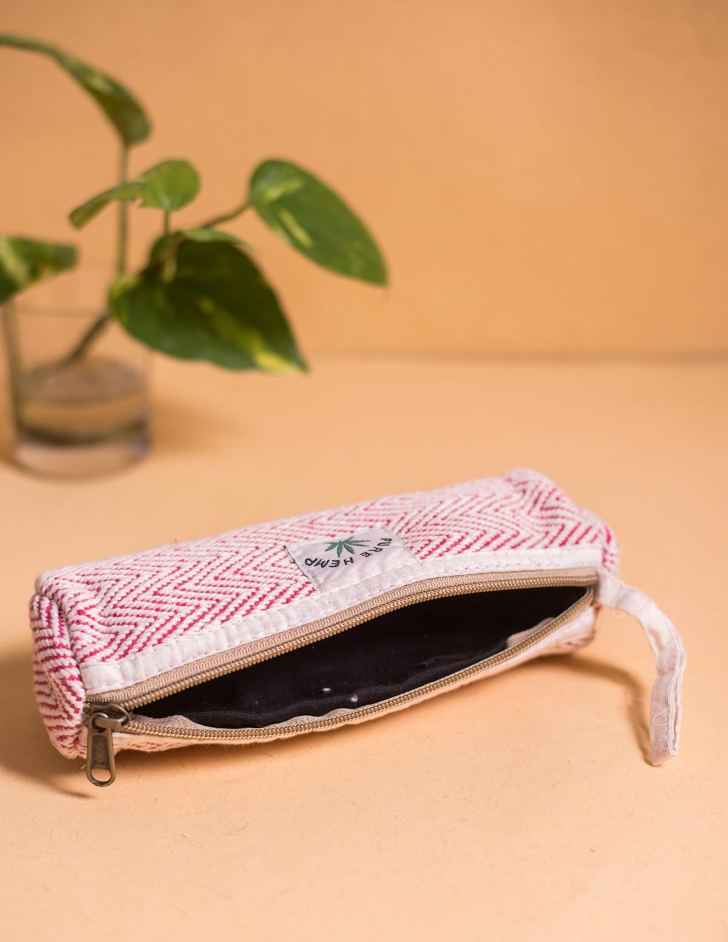 Red Hemp Handmade Pencil Pouch