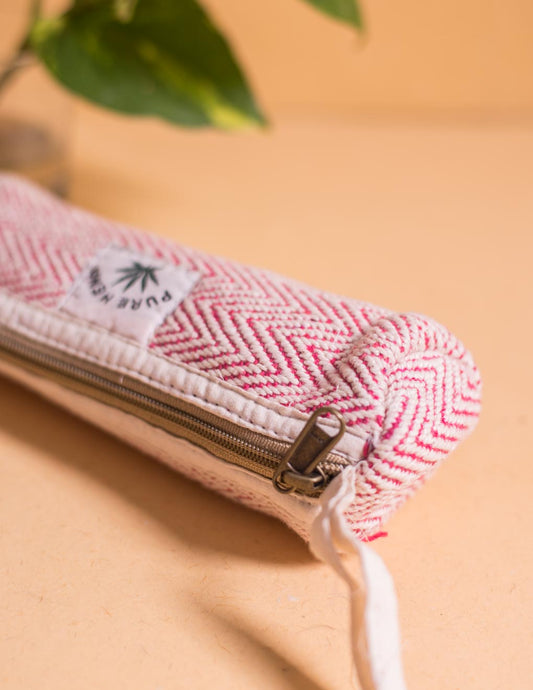 Red Hemp Handmade Pencil Pouch